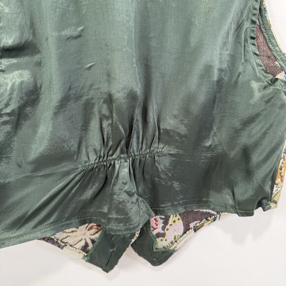 Vtg 80's Butterfly Tapestry Vest Sz M USA Button Up Cabin Earthy Casual Festival - Picture 6 of 7